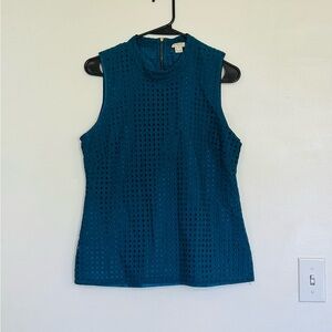 J. CREW Teal Sleeveless Women's Top Blouse Flared bottom, lining, zipper Sz 12